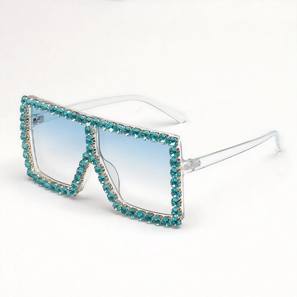 New Fashion Brand Luxury Designer Rhinestone Sunglasses Women Diamond 2026 Oversized Shades Glasses Vintage Square Sunglasses