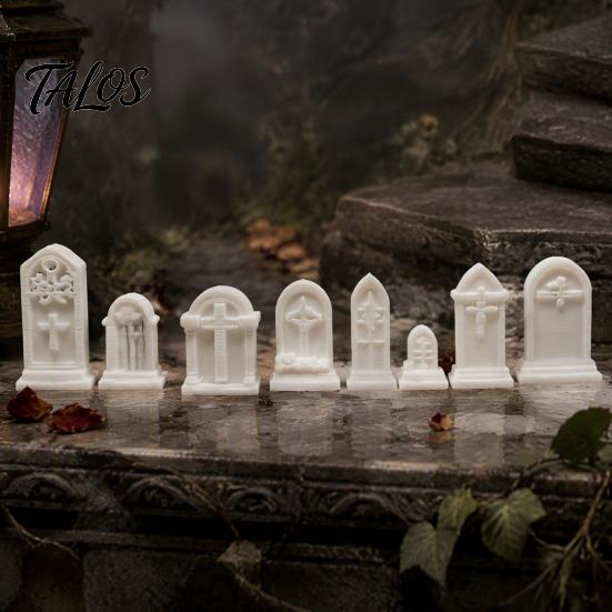 3D Printed Graves for Models 10Pcs Mini Tombstone, Unpainted Gravestone Model Kit, Micro Cemetery Detailed Crafts Diorama Accessories, Halloween