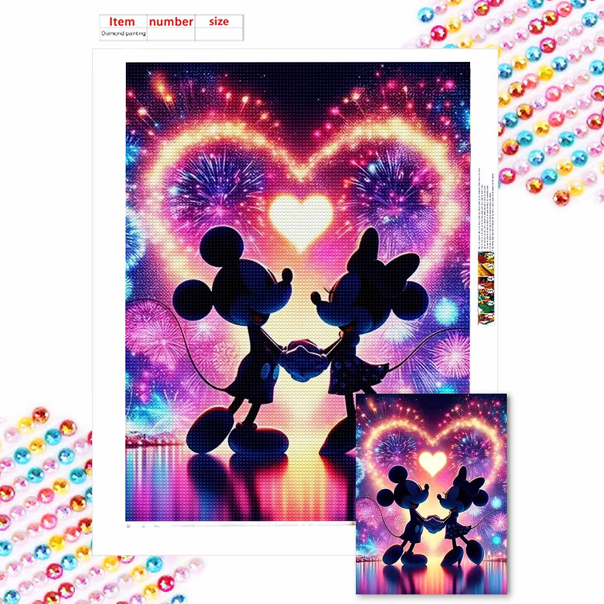 

Алмазная живопись своими руками Любовь Минни Микки Набор для вышивания крестом Мозаичное искусство Алмазная живопись Полный круглый алмаз Домашнее украшение Round 20x30cm