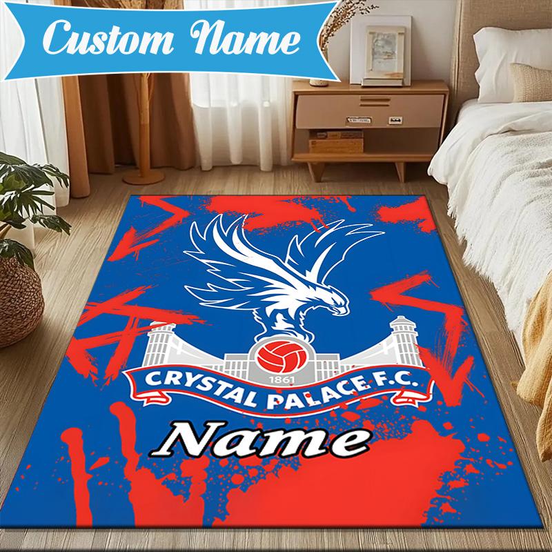 Custom Name Crystal Palace Crest Art Rug Game Carpet, Floor Mat for Bedroom Living Room Entryway Rug, Home Decor Idea Gift for Christmas Birthday