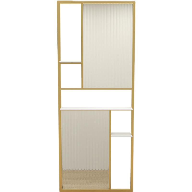 Modern Nordic Glass Partition Screen with Iron Art and Stainless Steel Washstand for Luxury Living Room and Entryway