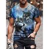 Short Sleeve Men's Wolves Graphic Print Crew Neck Tee for Summer Outdoor
