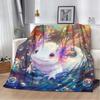 8 Sizes Cute Axolotl Printed Blanket Warm Soft And Comfortable Home Travel Blanket Sofa Bedding Cover Blanket Kids Gamer Gift