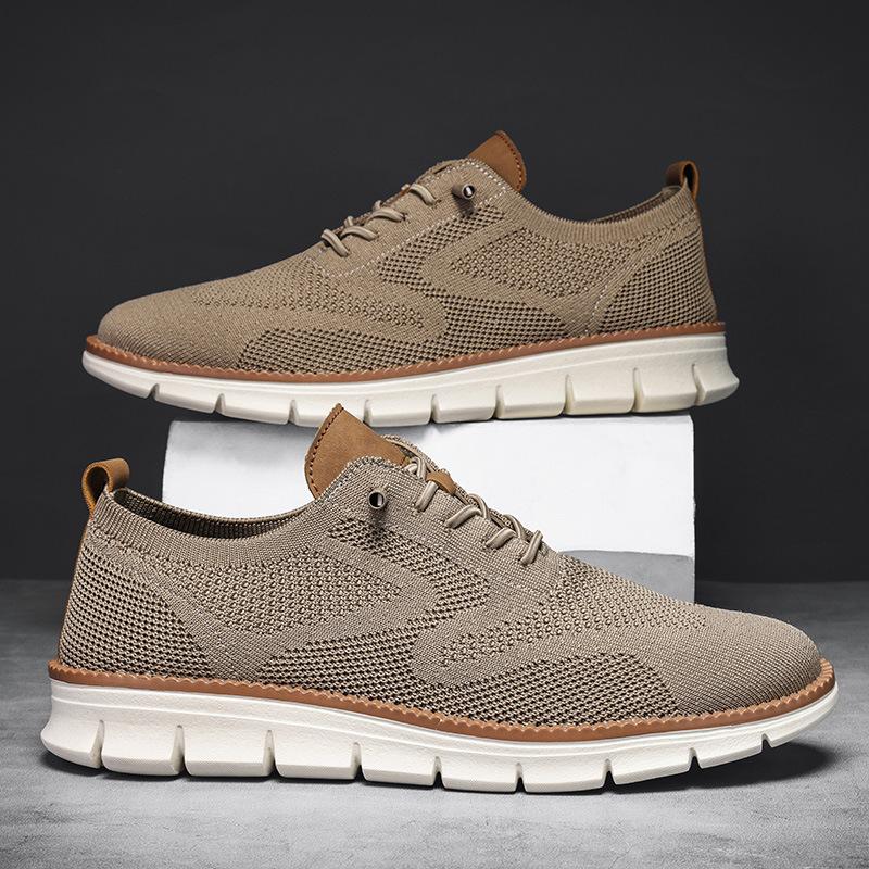 2025 New Fly-woven Men's Shoes Summer Breathable Mesh Breathable Casual Shoes Soft-soled Sports Shoes British Style Men