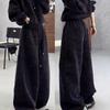 Plus Size Women's Color Block Hoodie & Wide Leg Pants Set for Spring/Autumn