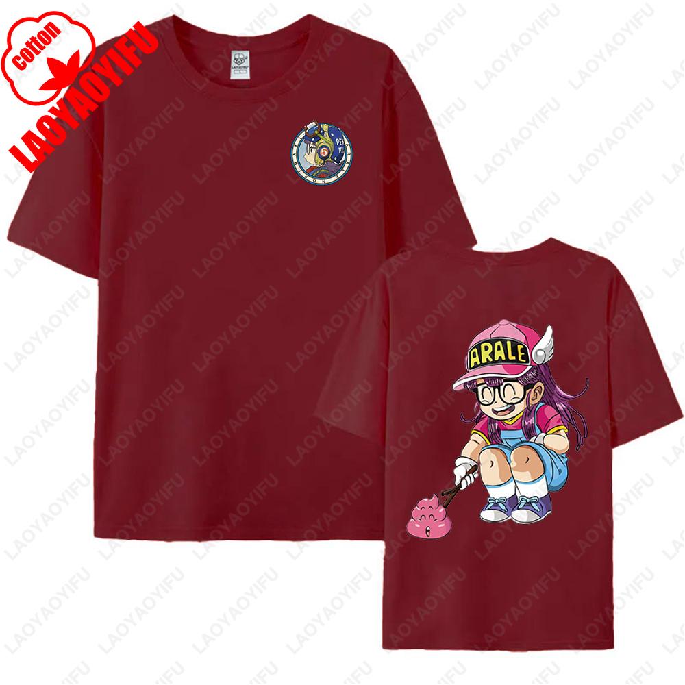 Kawaii Arale T-shirts Man Women Graphic Japanese Manga Tshirt Y2k Clothes Cotton Short-sleev Tee Clothing Two-sided Printed Tops