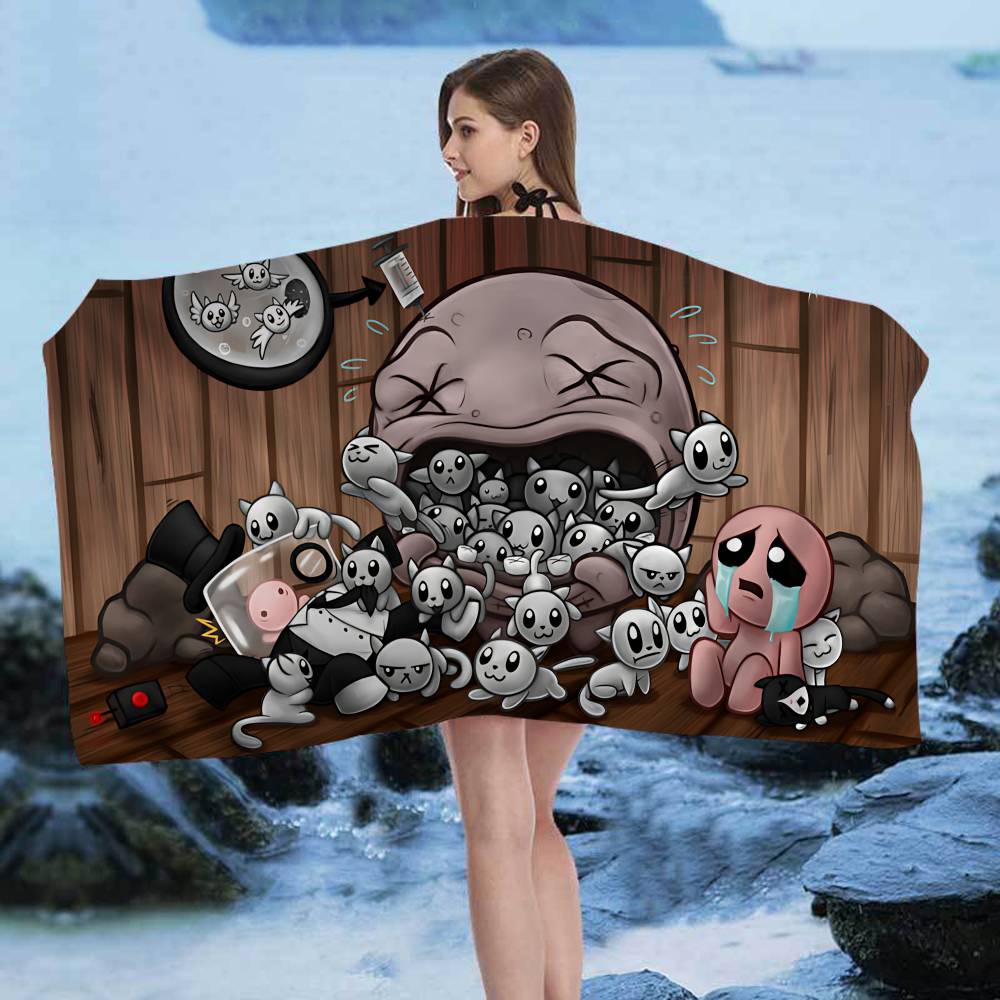 Action Game The Binding Of Isaac Microfiber Printed Beach Towel Mountain Climbing Beach Swimming Running Absorbent Soft Towel