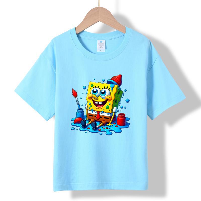 XH43 MINISO 2026 Summer New Printed Cotton Round Neck T-shirt for Children Aged 1-16, Boys and Girls