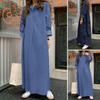 Women's Shirt Dresses Turn Down Collar Long Sleeve Solid Color Long Dresses