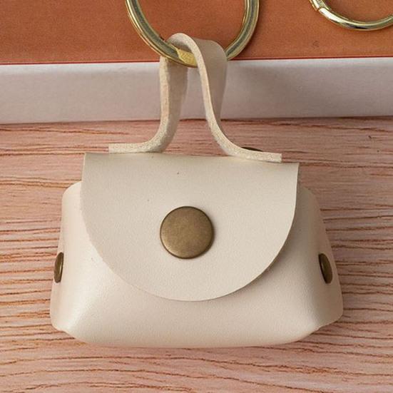 Mini Dumpling Coin Purse Keychain with Security Snap Detachable Wrist Strap Faux Leather Waterproof Compact Bag Key Holder