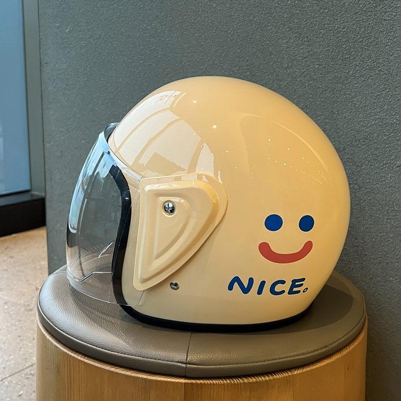 Men s and women s warm sunscreen four seasons battery motorcycle ears smile cute hard hat