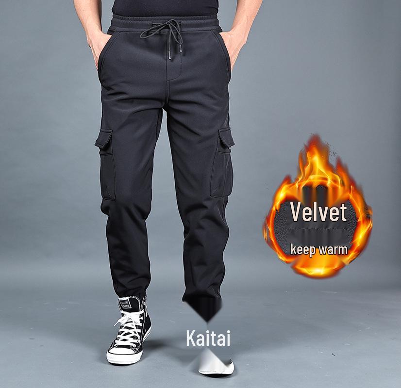 Men's Autumn/Winter Loose Overalls: Trendy, Plus-Size, Velvet-Lined, Thickened Casual Sports Pants