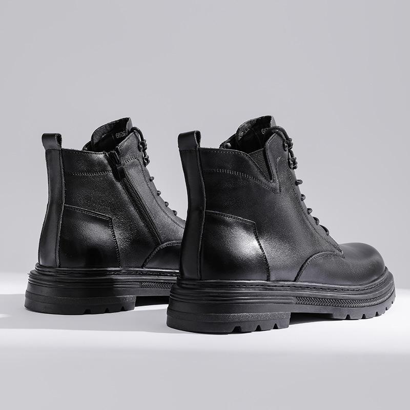 The First Layer of Cowhide Martin Boots Men's Autumn and Winter Velvet Warm Men's Boots Tooling Trend Leather Men's Leather Boots Explosion