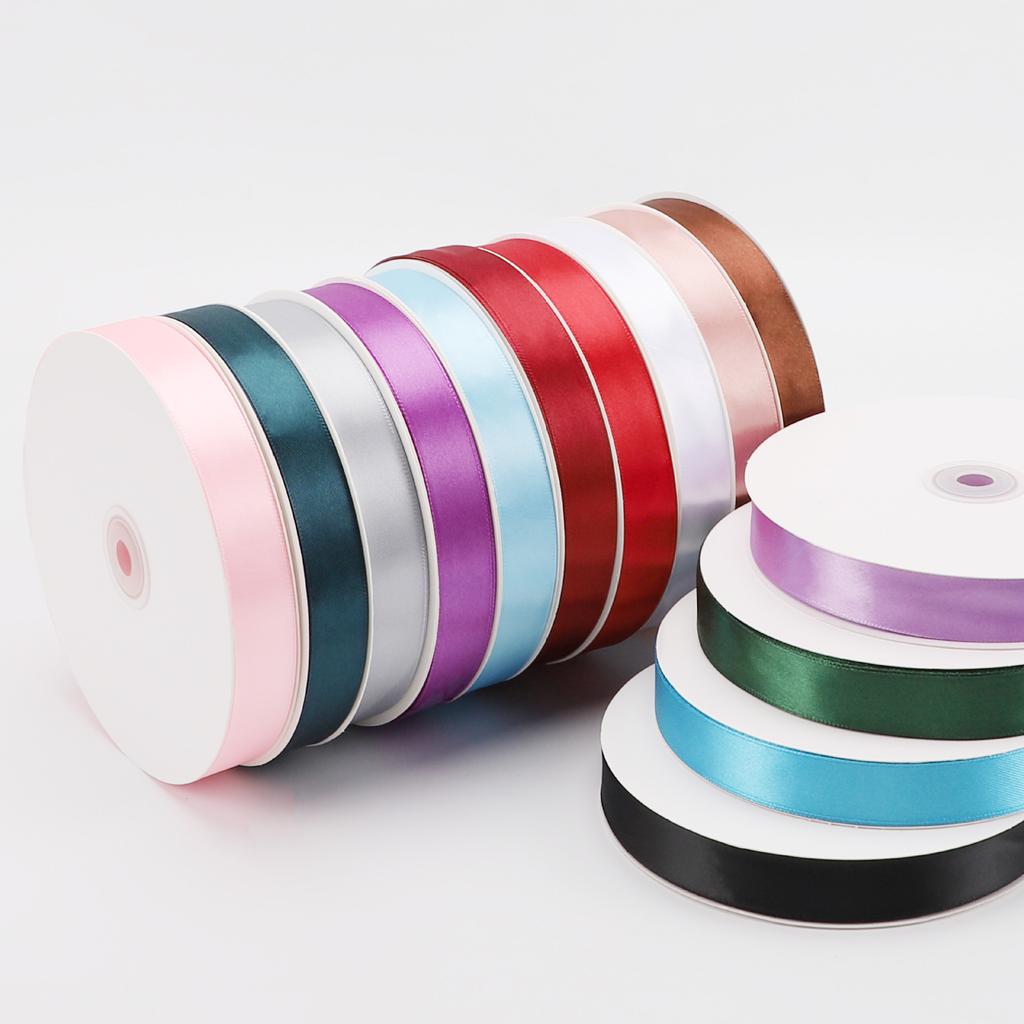 Solid Color Polyester Satin Ribbon 2cmx100Yards for Birthday Gift Wrapping Bakery Flower Arrangements-Durable Woven Bow Tying