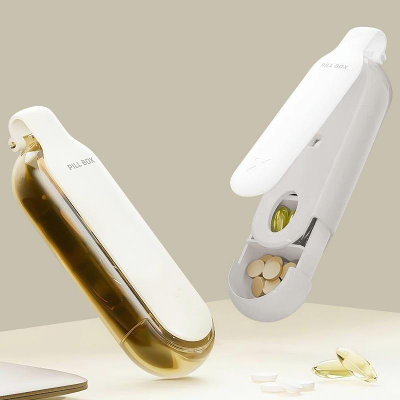 2 in 1 Portable Pill Taker Remover with Medicine Box Household Gadgets, Tablets, Pills Assistance Tool New Design Pill Dispenser