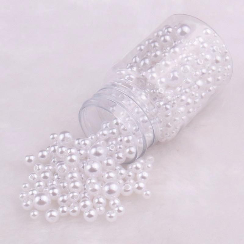 3-10Mm Solid Color Abs Round Perforated Imitation Pearl Handmade Diy Jewelry Beaded Bracelet Earrings Accessories Perforated Beads