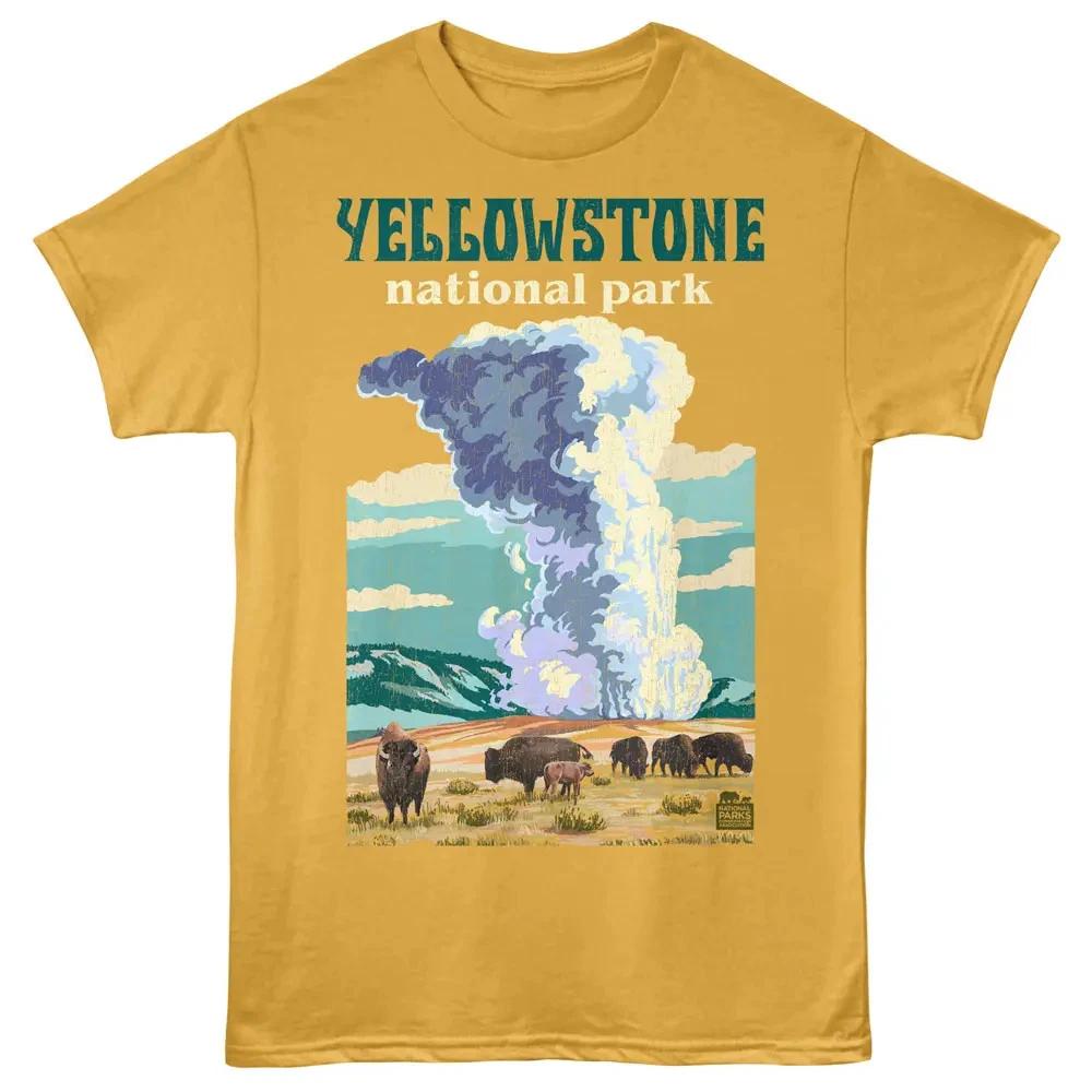 Yellowstone Geyser and Bison Men s T-Shirt 4XL