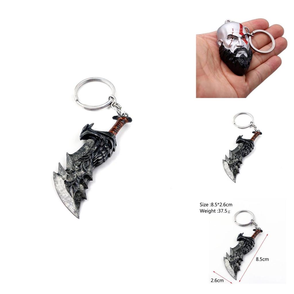 Von Gott Krieg 4 Kratos 3D Kopf Schlüsselanhänger Leviathan Axt Schlüsselanhänger Ring Metall Schmuck