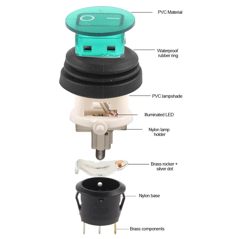 5 buc 25mm Impermeabil SPST Rotund Comutator Basculant Tip Barcă 2/3 Pini Mașină Auto Barcă Marin Buton de Alimentare Comutator cu Lumină 6A/10A 250V