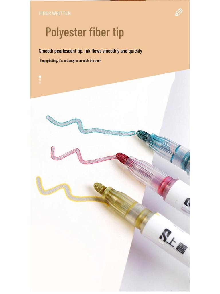 Children's Dual-Line Outline Highlighter Pen Set - 8 or 12 Colors for Drawing and Journaling