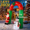 7.87FT Yard Party Decoration Inflatable Arch Santa Claus Snowman Toy LED Lit Xmas Home Ornament Supplies Christmas Holiday Gift