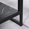 Tavolino da caffè, Tavolino centrale a due livelli effetto marmo finto con struttura in metallo e ripiano portaoggetti per soggiorno, 106 x 50 x 45 cm, Nero