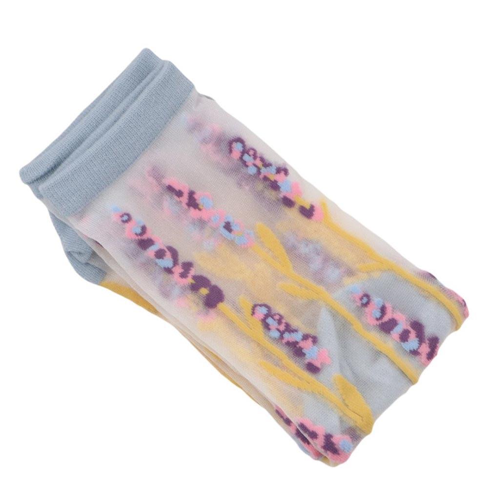 Crystal Silk Socks Girls Embroidery Women's Socks Middle Tube Socks Floral Hosiery Flower Socks