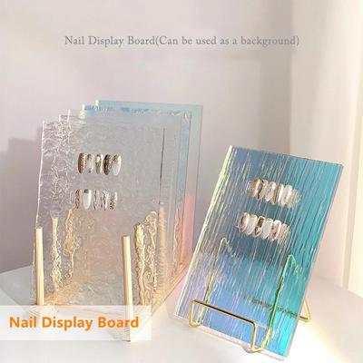 Acrylic Aurora Transparent Display Board Nail Practice Tools Background Card Nail Showing Stand