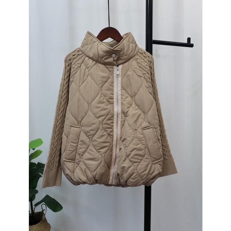 

Осень и зима стойка воротник сращивание хлопок одежда свитер куртка косая молния свободный вязаный кардиган женщины свободный и тонкий one size fits all хаки