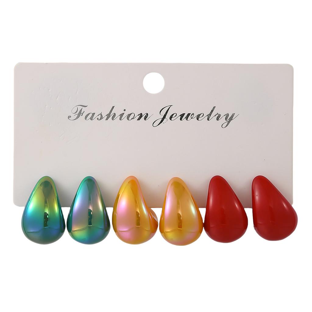 Explosive color water drop earrings niche simple fashion gradual change color earrings earrings