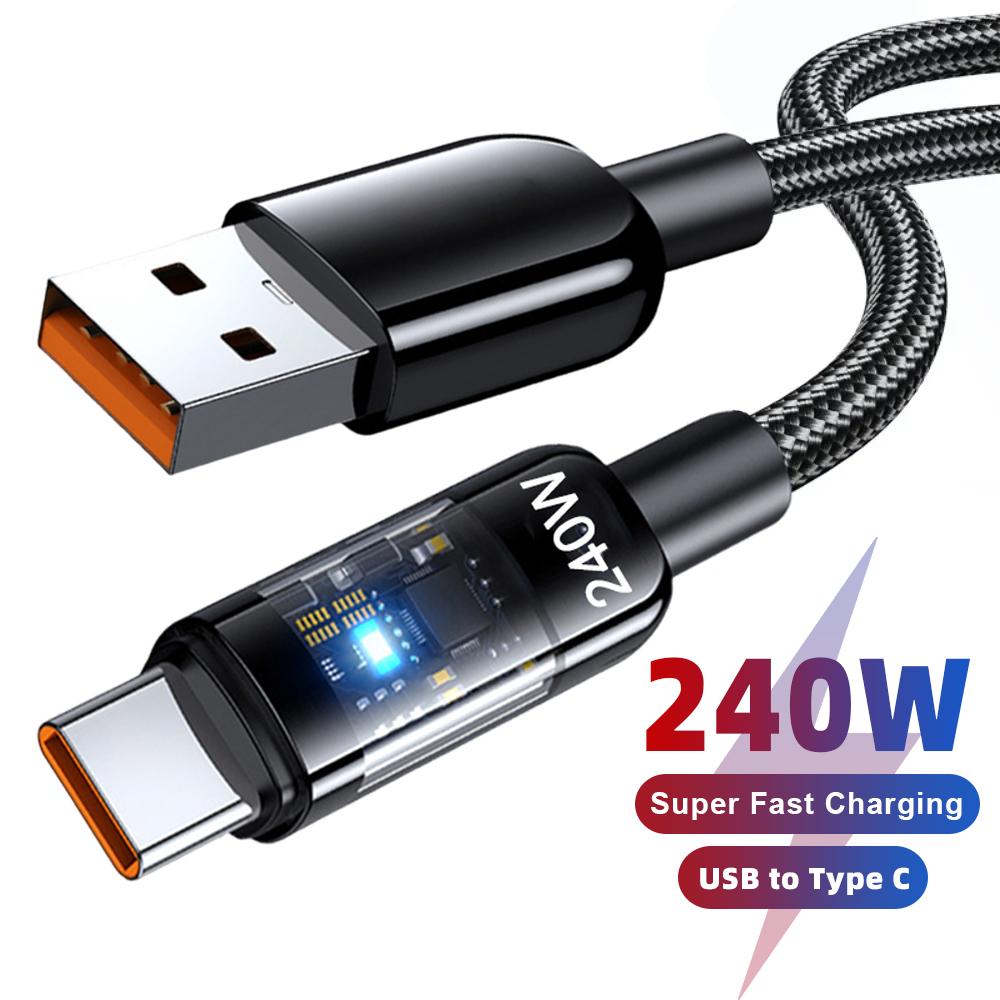 240W USB To Type C Cable USB Type-C Fast Charging Charger Cables For MacBook Air iPad Laptop iPhone 15 16 Xiaomi iPad Data Cord