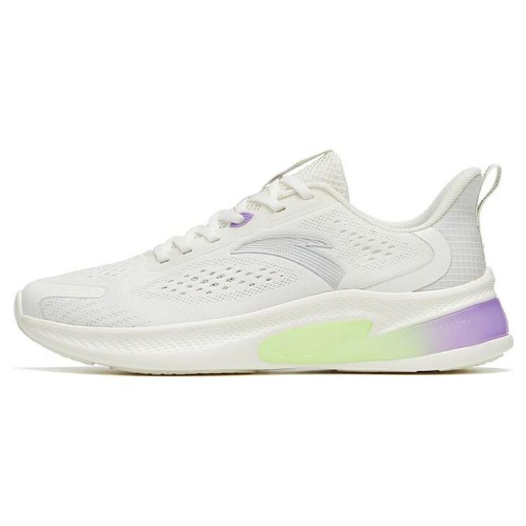 New Anta Elastic Adhesive Anti Slip Wear Resistant Low Top Running Shoes Women's Ivory White Silver 122325542-1
