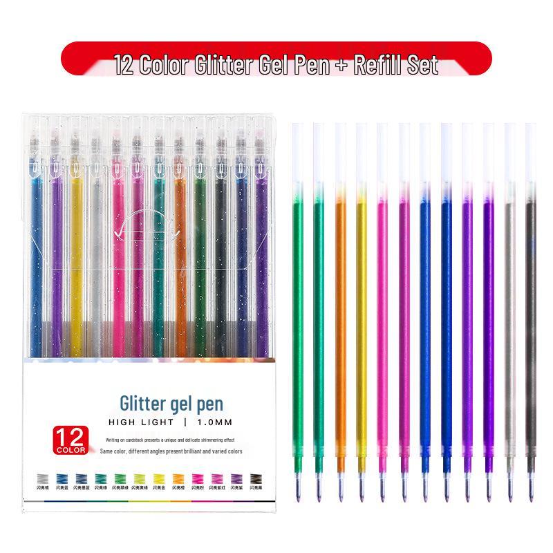 Colorful Glitter Gel Pens for Creative Journaling and Art - Ideal for Students and Children