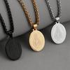 Retro Oval Virgin Mary Pendant Men's and Women's Medal Necklace Titanium Steel Jewelry