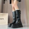 Winter Belt Buckle Woman Knee High Boots Fashion Platform Heels Knight Long Booties Ladies Comfortable Shoes  Mujer
