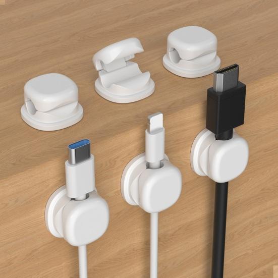 6Pcs Cable Organizers for Desk Invisible Cord Holder with Strong Suction Cup Automatic Locking & Release Cable Clip