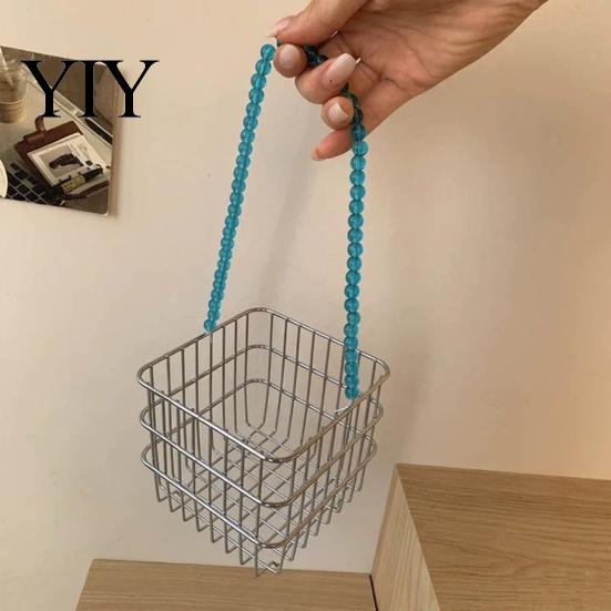 Hollow Grid Organizer Stainless Steel Storage Basket, Desktop And Wall Mount Placement Wire Bin Organizer, Breathable Metal for Kitchen Pantry