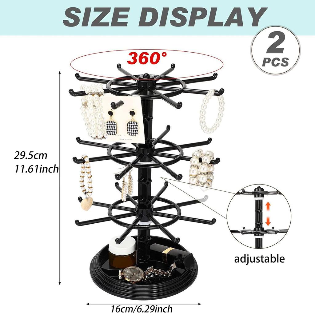 1 Stück 2. / 3. Etage drehbarer Schmuckaufbewahrungsständer Halsketten-Displayständer drehbarer Schlüsselanhänger Armband-Aufbewahrungsständer perfektes Weihnachtsgeschenk