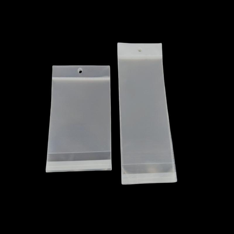 Disposable Transparent Self-adhesive Pouchs with Hanging Holes Jewelry Cosmetic Trial Packaging Bag Accessory Toys Product Storage Display Pocket