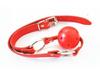Silent Leather Gag Ball with Bell - Black, Red, Pink