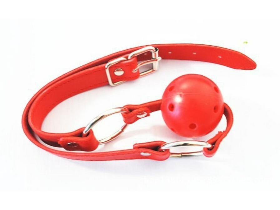 Silent Leather Gag Ball with Bell - Black, Red, Pink