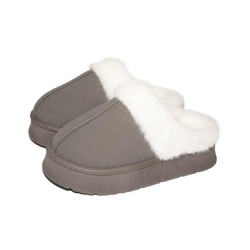 Plush Slippers with Thick Soles and Anti Slip Plush Slippers for Winter, Warm Home Cotton Slippers for Women To Wear Outside