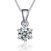 Korean Style Six-Claw Zircon Pendant Necklace - Simple Clavicle Chain Jewelry