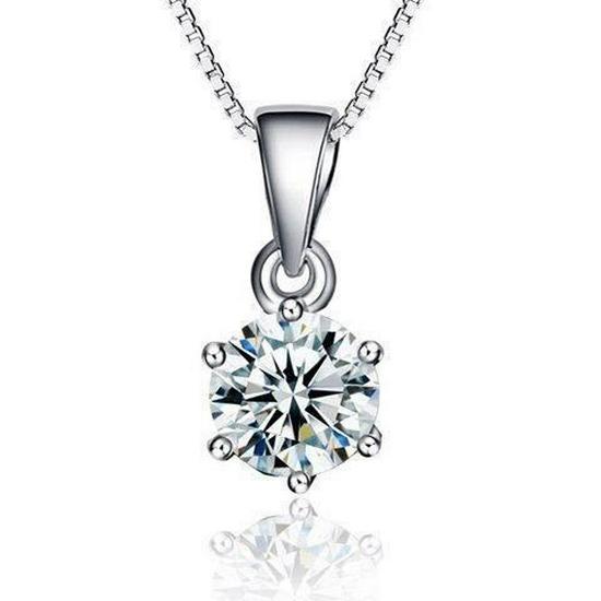 Korean Style Six-Claw Zircon Pendant Necklace - Simple Clavicle Chain Jewelry
