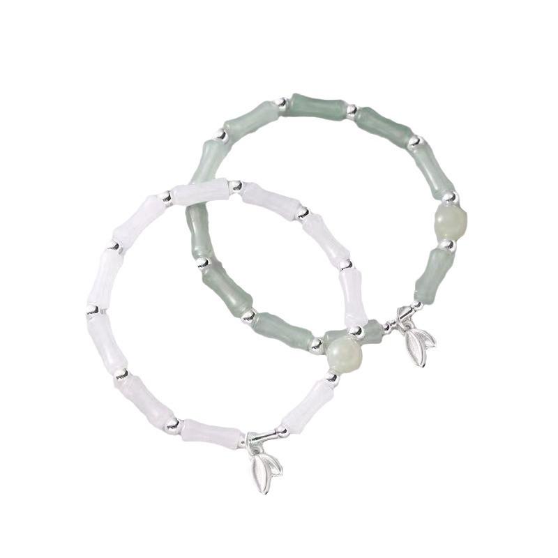 New Chinese Style Bamboo Knot Bamboo Leaf Pendant Bracelet Niche Design Sense New Chinese Style Ancient Style Personality Fashion Hand Jewelry