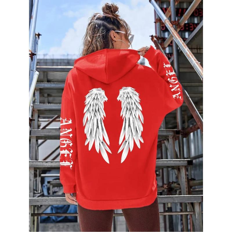Schöner Engel Flügel Damen Hoodie Warm und Bequem Lässiger Hoodie Mode Klassisch Straße Outdoor Sport Hoodie Locker