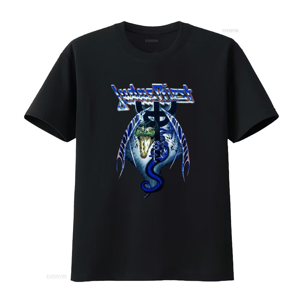Vintage Styles Printerval Judas Priest Snake Design Painkiller Tour T Shirt vintage Washed Stretched Top For Everyday Wear