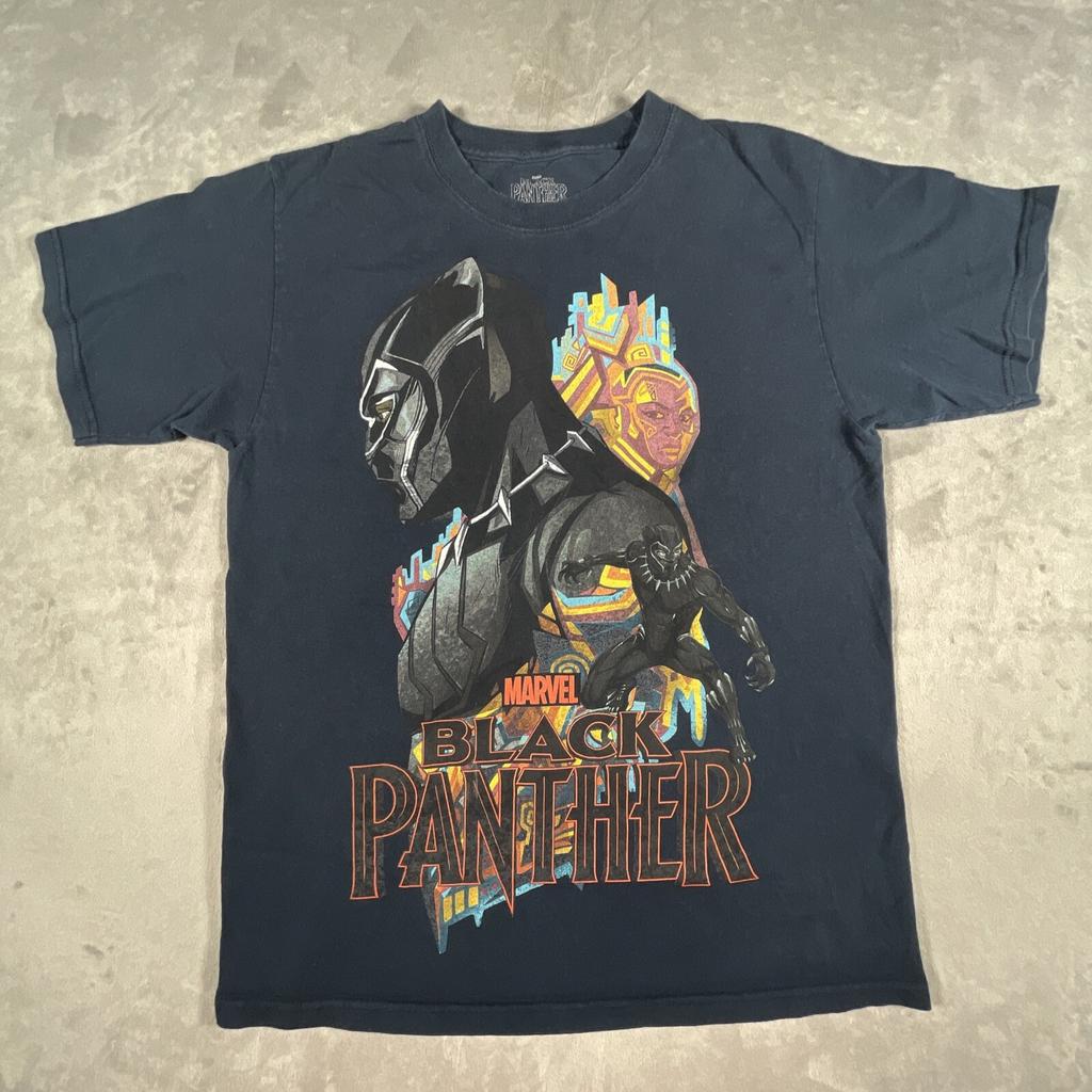 Marvel Black Panther Navy Blue Short Sleeve Crew Neck Art T Shirt Mens Sz Medium