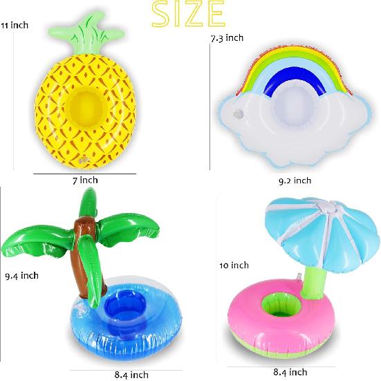 Zcaukya 12 Pack Inflatable Floating Drinking Holders, Drink Floats Inflatable Cup Coasters for Pool Party