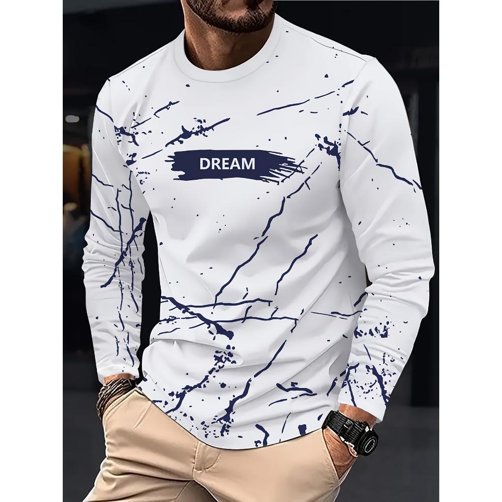2025 New Autumn Men Round-neck Casual Streetwear Loose and Fashionable Sportswear Letter-patterned Creative Long-sleeved T-shirt